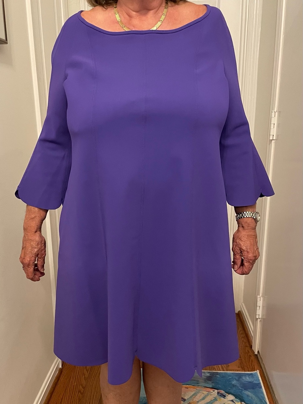 Maria Pinto Scallop-Hem Mini Dress in Vibrant Purple - Picture 5 of 7